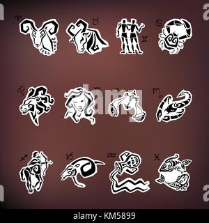 Horoskop Sternzeichen Sternzeichen, Vektor einrichten. Stock Vektor