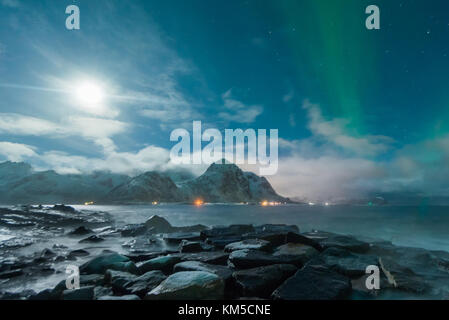 Die erstaunliche skagsanden Strand, flakstad, Ramberg, Lofoten, Norwegen Stockfoto