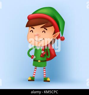 Süße elf. Frohe Weihnachten Charakter. Zeichentrickfigur Santa Helfer. Vector Illustration Grafik. Verwendung für Card Design Stock Vektor