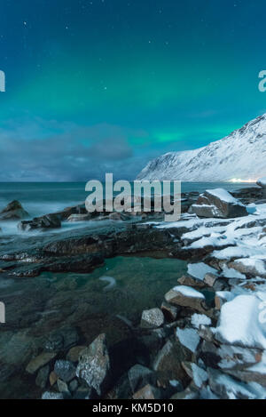 Die erstaunliche skagsanden Strand, flakstad, Ramberg, Lofoten, Norwegen Stockfoto