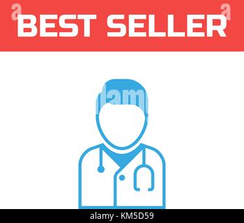 Männlicher Arzt Symbol. Überblick Vector Illustration. Stock Vektor