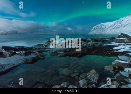 Die erstaunliche skagsanden Strand, flakstad, Ramberg, Lofoten, Norwegen Stockfoto