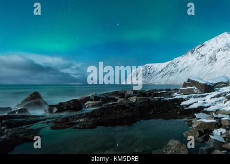 Die erstaunliche skagsanden Strand, flakstad, Ramberg, Lofoten, Norwegen Stockfoto