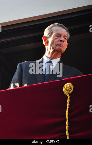 DATEI. Dezember 2017. Rumäniens ehemaliger König Michael I. starb 1921–2017 in der Schweiz. Originalfoto aufgenommen in Bukarest, Rumänien - 10. Mai 2012: König Michael von Rumänien während eines seiner letzten öffentlichen Auftritte in Bukarest. Quelle: Alberto Grosescu/Alamy Live News Stockfoto