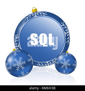 Blaues SQL-Symbol für weihnachtskugeln Stockfoto