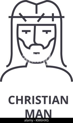 Christlicher mann Symbol Leitung, Outline, lineare Symbol, Vektor, Abbildung Stock Vektor