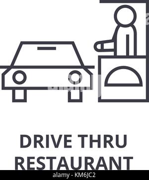 Drive Thru restaurant Symbol Leitung, Outline, lineare Symbol, Vektor, Abbildung Stock Vektor
