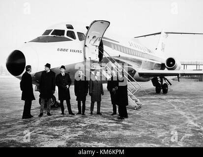 Die von Ubbe Viking OY betriebene SAS DC 9 21 ist Teil der Scandinavian Airlines. Dieses Modell spielte in den 1970er und 1980er Jahren eine Rolle bei Regionalflügen Stockfoto