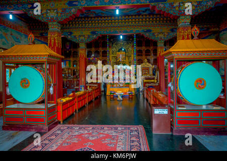 Pokhara, Nepal - Oktober 06, 2017: indoor Blick auf thrangu Tashi Chöling Kloster in Kathmandu, Nepal. thrangu Tashi Chöling gompa befindet sich in der Nähe der großen Stupa von boudhanath Stockfoto