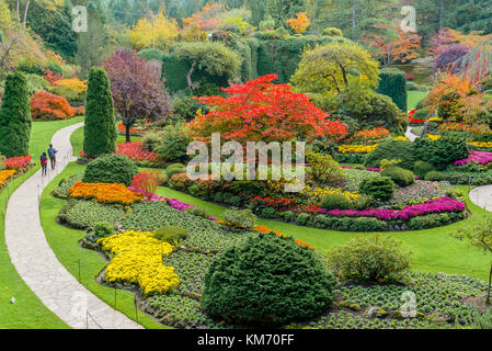 Herbst Farben, Sunken Garden, Butchart Gardens, Brentwood Bay, Vancouver Island, British Columbia, Kanada Stockfoto