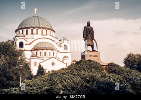 St. Sava Kathedrale und das Denkmal karageorge petrovitch. Belgrad, Serbien. Stockfoto