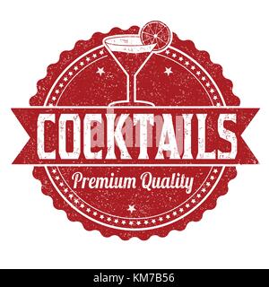 Cocktails grunge Stempelabdruck auf weißem Hintergrund, Vector Illustration Stock Vektor