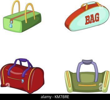 Sport Tasche Icon Set, Cartoon Stil Stock Vektor