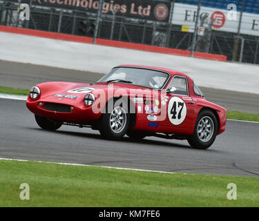 Malcolm Paul, Rick Bourne, TVR Grantura, International Trophäe for Classic GT Cars, Pre-66, Silverstone Classic, Juli 2017, Silverstone, 60 Autos, Stockfoto