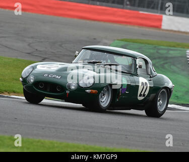 Costas Michael, Jaguar E-Type, Jaguar Classic Challenge, Silverstone Classic, Juli 2017, Silverstone, 60er jahre Autos, Chris McEvoy, Rundstrecke, Cjm-pho Stockfoto