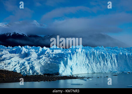 Terminal Gesicht des Gletschers Perito Moreno, und der Lago Argentino, Parque Nacional Los Glaciares (World Heritage Area), Patagonien, Argentinien, Südamerika Stockfoto