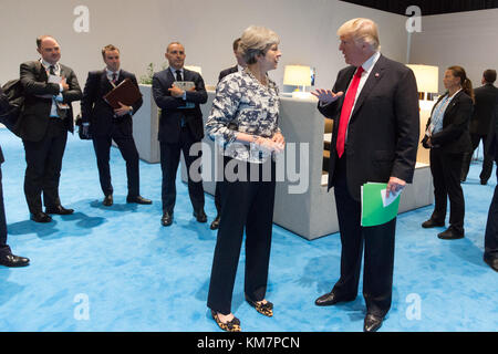 Präsident Donald Trump und der britische Premierminister Theresa May. Stockfoto
