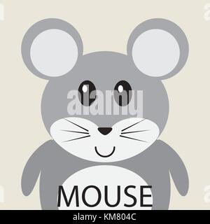 Niedliche graue Maus cartoon Flachbild Symbol Avatar. Stock Vektor