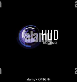 Technologische Rundschreiben abstract Vector Logo, fuuristic hud UI-Element Stock Vektor