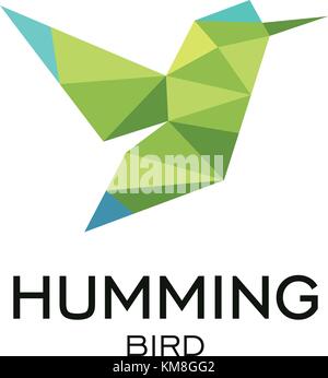 Hummig bird geometrische Zeichen, Calibri abstrakte polygonalen Vektor logo Vorlage. origami Grün Low Poly Wild animal Symbol Stock Vektor