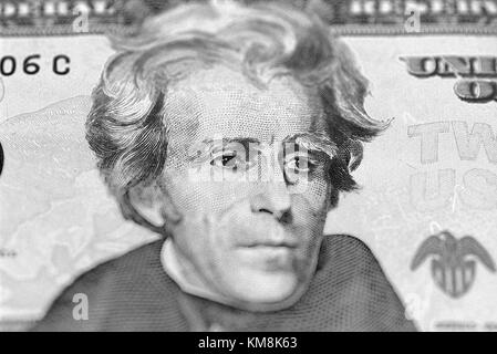 Andrew Jackson Porträt von uns 20 Dollar Stockfoto