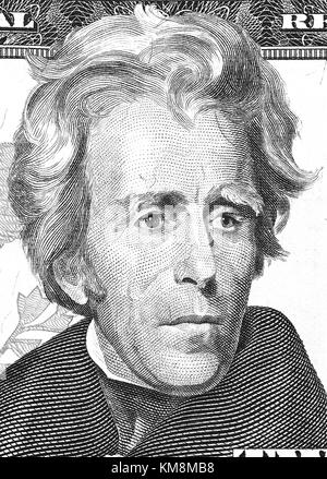 Andrew Jackson Porträt von uns 20 Dollar Stockfoto