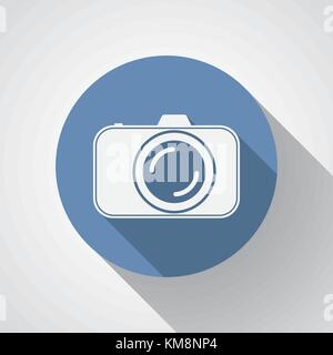Professionelle photocamera Flachbild Symbol mit langen Schatten. Stock Vektor