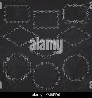 Vintage Retro Rahmen auf dem Schwarzen Brett hinterlegt. Kalligrafischen Designelemente. Stock Vektor