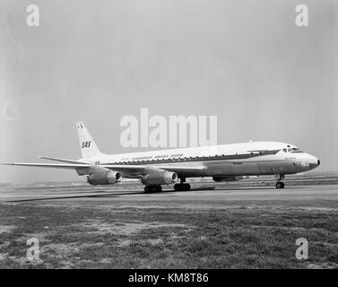Die SAS DC 8 33 Dan Viking war ein Flugzeug des Scandinavian Airlines System, das für seine Rolle in der Geschichte des Luftverkehrs bekannt ist. Stockfoto