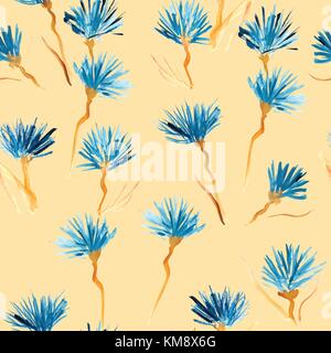 Retro Hintergrund aus Wasser farbigen Blumen, Vintage hipster Seamless Pattern. Stock Vektor