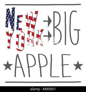 New York Big Apple Typografie, Poster, T-Shirt Druck Design, Vektor Abzeichen applique Label. Stock Vektor
