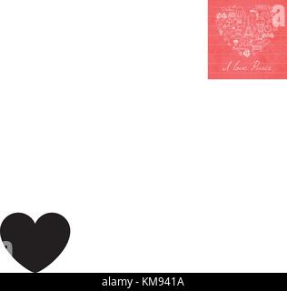 Paris doodles Elemente. Hand erstellten withefel Turm gezüchtet cafe Blumen und Fahrrad. Zeichnung doodle Sammlung, am schwarzen Brett Hintergrund Stock Vektor