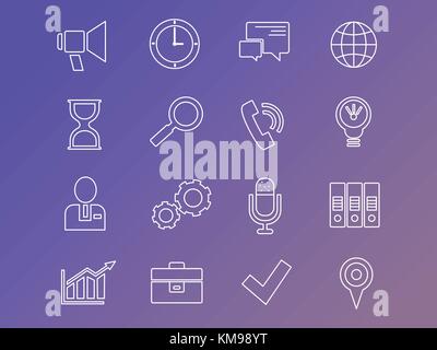 Modern und einfach Vector Illustration. Stellen der weißen Business Icons. flachbild Bild mit dünnen Linien zur Anwendung, Website, Interface, Business presentat Stock Vektor