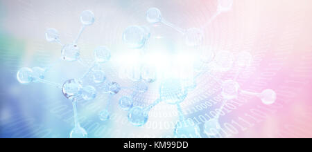 Spirale der glänzenden binären Code gegen DNA-Struktur Stockfoto