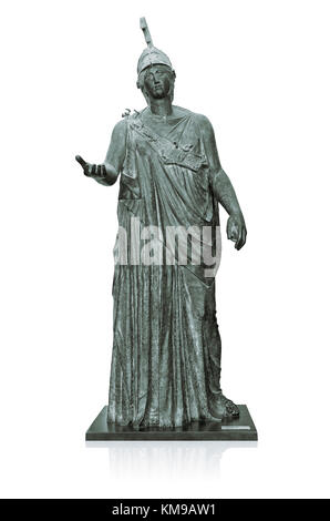 Statue der Athene, der antiken Göttin der Weisheit und der Erkenntnis auf Weiß Stockfoto