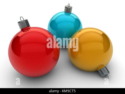 3D-Render von drei Weihnachtskugeln Stockfoto