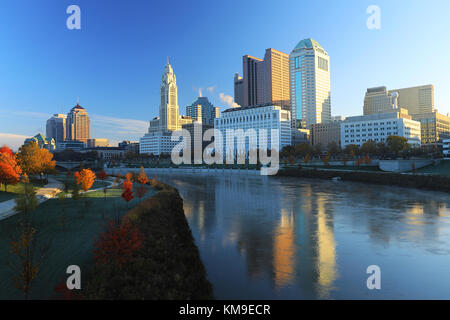 Die Columbus, Ohio Stadtzentrum an einem klaren Morgen Stockfoto