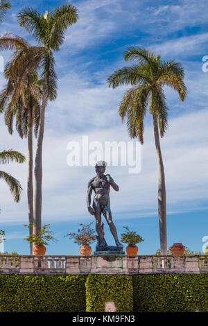 Nachbildung von Michelangelos David-Statue im Innenhof des John and Mable Ringling Museum of Art in Sarasota Florida Stockfoto