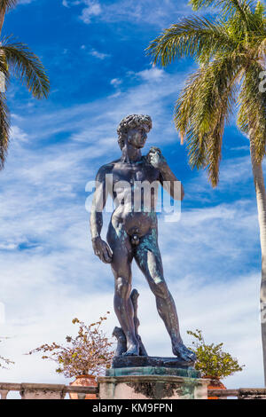 Nachbildung von Michelangelos David-Statue im Innenhof des John and Mable Ringling Museum of Art in Sarasota Florida Stockfoto