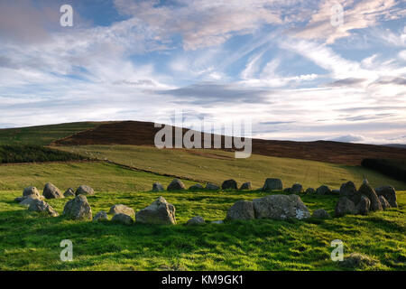 Moel Ty Uchaf Steinkreise auf den Berwyn Berg, Wales Stockfoto