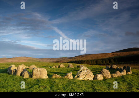 Moel Ty Uchaf Steinkreise auf den Berwyn Berg, Wales Stockfoto