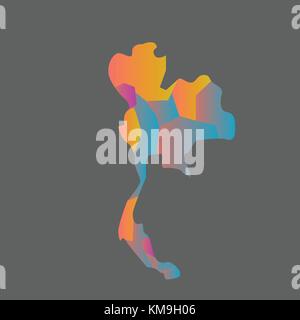 Bunte Thailand Karte mit grauem Hintergrund Vector Illustration. Abstrakte thailand Konzept. Stock Vektor