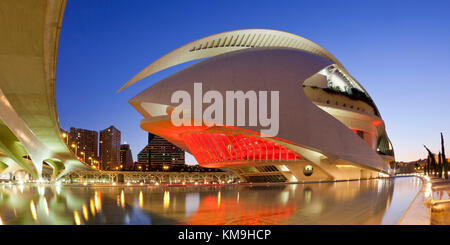 Das Palau de Les Arts Reina Sofia von Calatrava, Valencia, Spanien Stockfoto