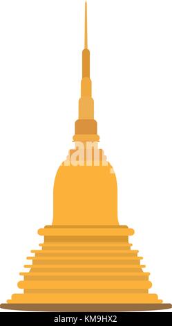 Thai goldene Pagode Gebäude des Buddhismus Vector Illustration. Buddhismus Pagode Architektur im thailändischen Stil Form. Goldene Pagode in Asien Stock Vektor