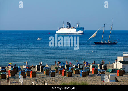 Strand von Warnemünde, Ostsee, Fähre, Deutschland Stockfoto