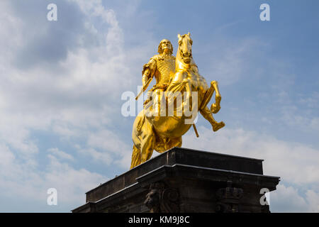 Golden Horse "Goldener Reiter", die Statue von August dem Starken in Dresden, Sachsen, Deutschland Stockfoto