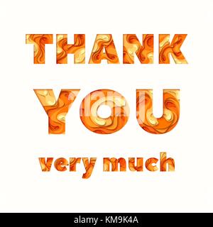 Vielen Dank Gruß-Karte. 3d-Papier geschnitten Konzept Design. Vektor Papier Carving typografische Hintergrund Stock Vektor