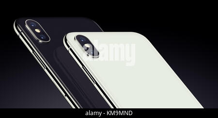 Close-up Weiß und Schwarz gedreht ähnliche Smartphone iPhone X Rückseite  mit Kamera module, abgeschnitten Stockfotografie - Alamy