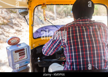 Rikscha Fahrer, Mysore, Karnataka, Indien. Stockfoto