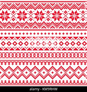 Lappland Vektor nahtlose winter Muster, Sami folk art design, traditionelle Stricken und Sticken Stock Vektor